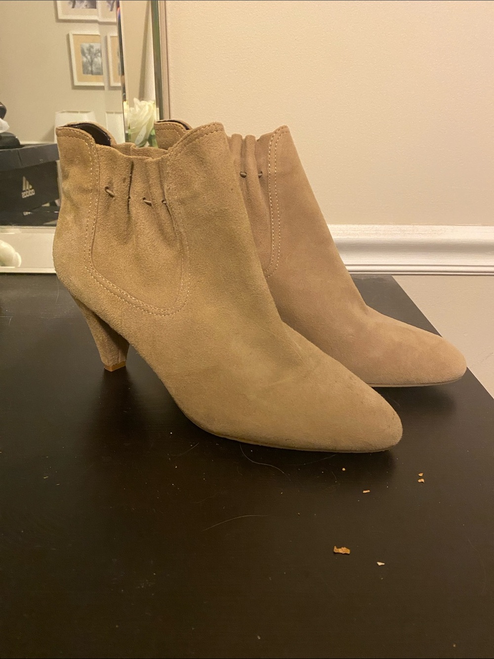 Banana Republic Tan Suede Pointed Toe Ankle Booties